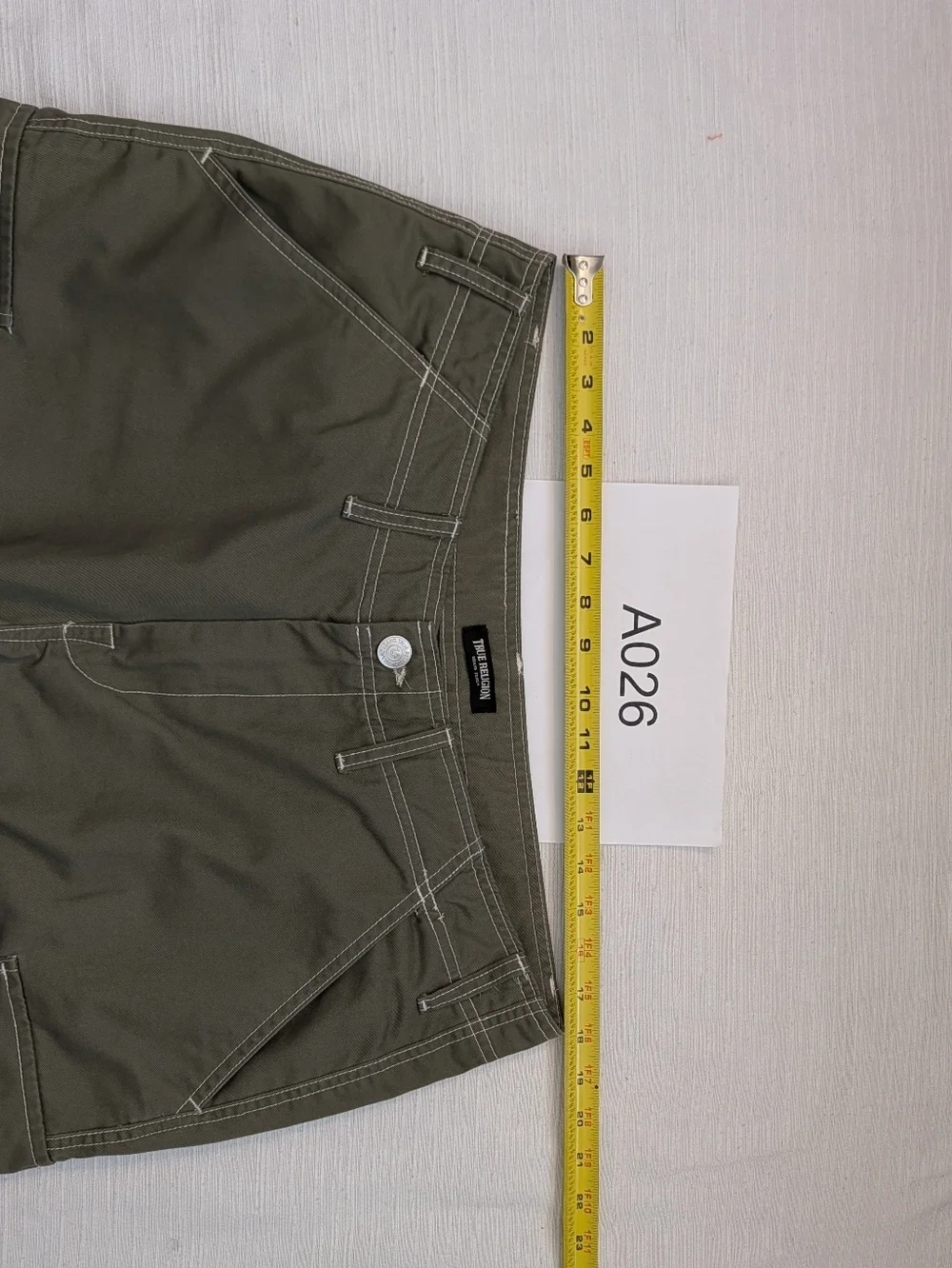 True Religion Ripstop Cargo Pants Kalamata Green White Stitch Men Sz 36